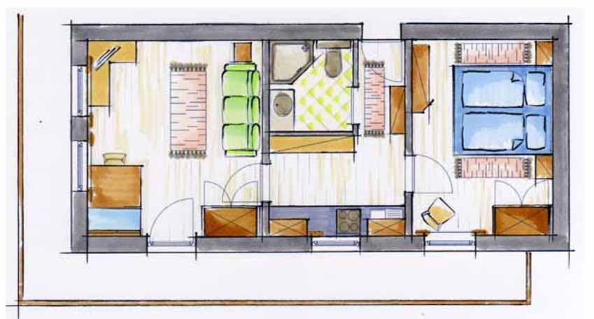 Grundriss Ferienwohnung Glödis